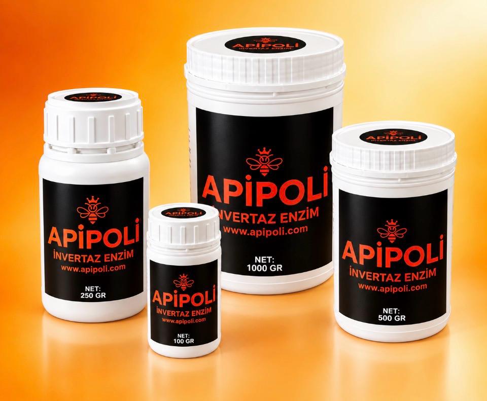 Apipoli İnvertaz Enzim 100, 250, 500 ve 1000 gramlık ambalajlar